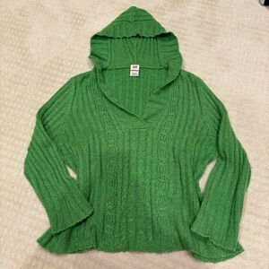 Vintage green knit hoodie